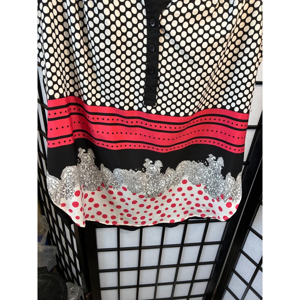 Antonia Femme Polka Dot Sleeveless Blouse‎ Multicolor Print Top Medium - Picture 7 of 10